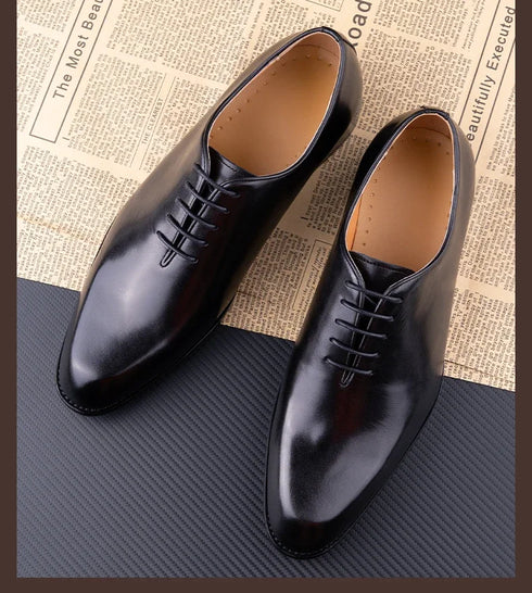 Men's Leather Casual Oxford Shoes Comfortable Lace-Up Business Footwear